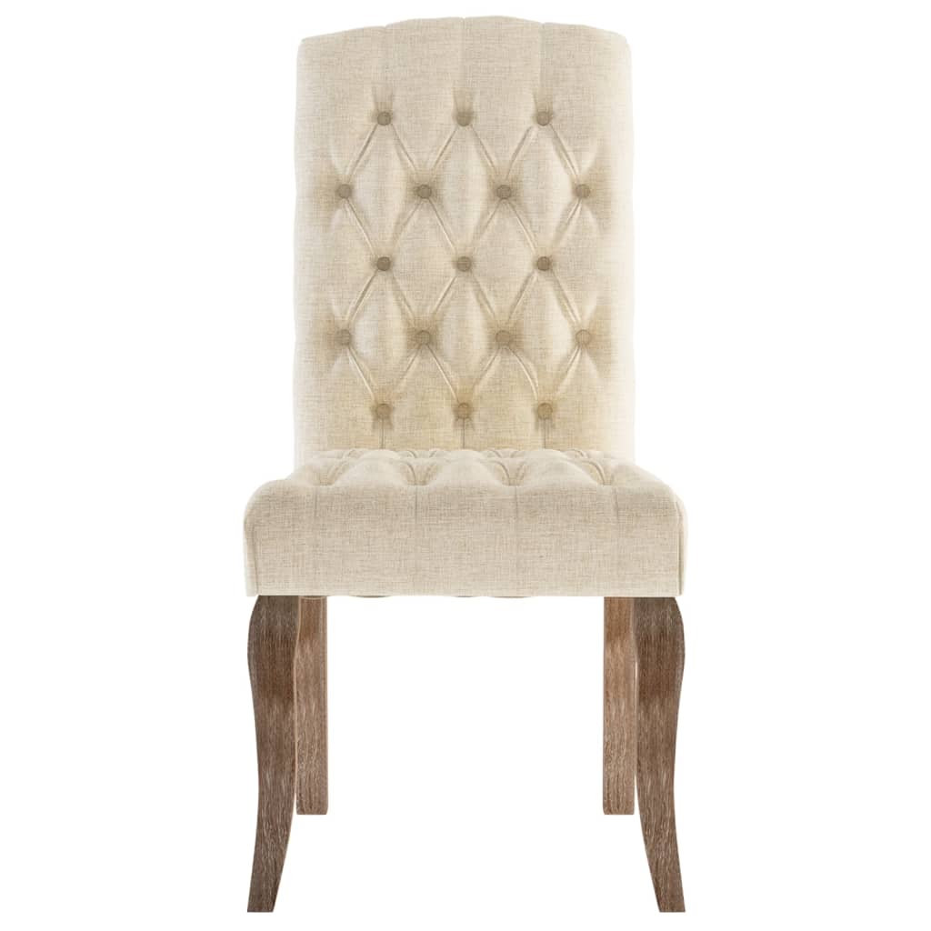 Chaises à manger lot de 6 beige tissu à l'aspect de lin - XIOS