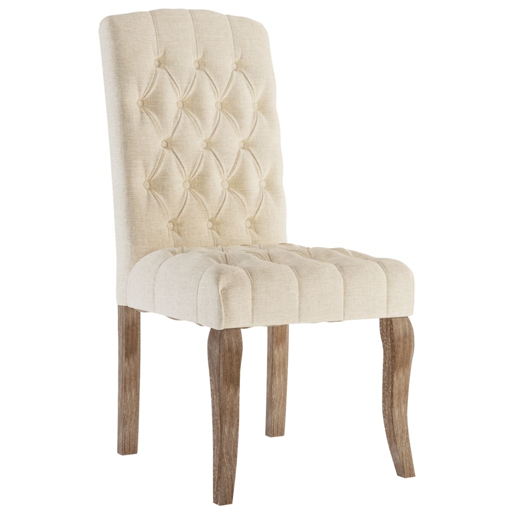 Chaises à manger lot de 6 beige tissu à l'aspect de lin - XIOS
