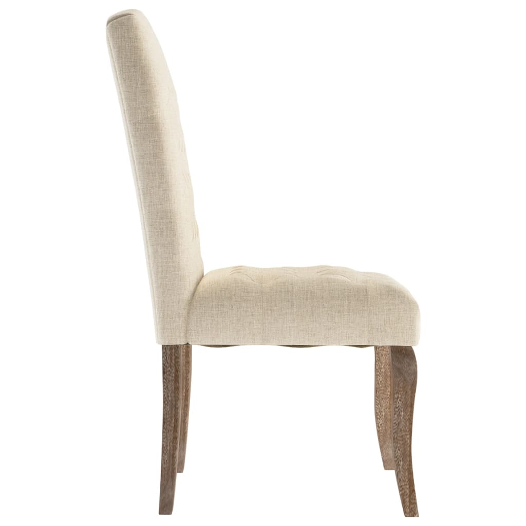Chaises à manger lot de 6 beige tissu à l'aspect de lin - XIOS