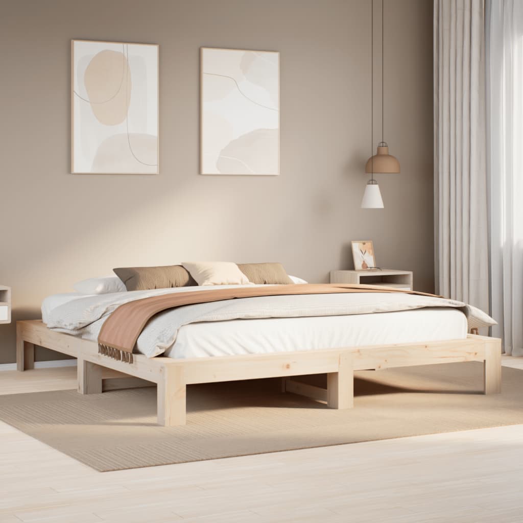 Cadre de lit sans matelas 200x200 cm bois massif de pin - XIOS