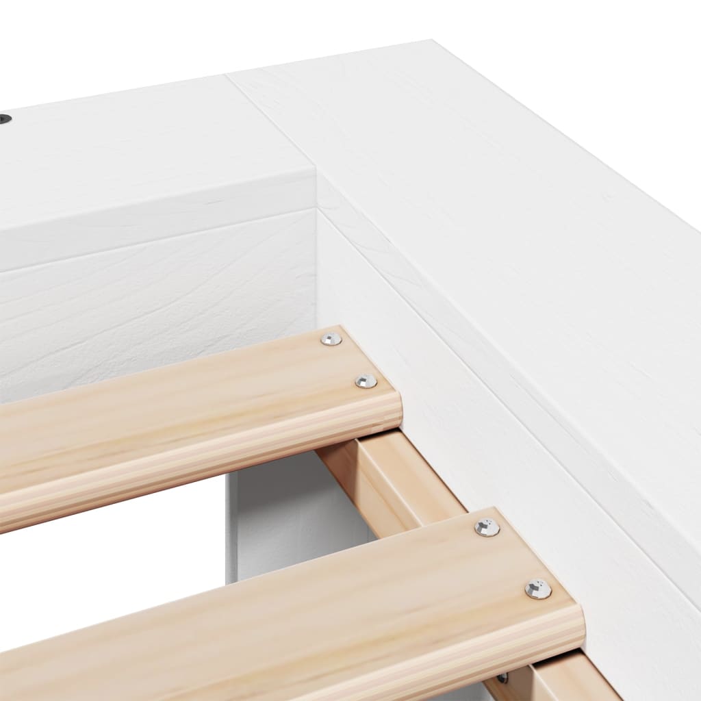 Cadre de lit sans matelas blanc 180x200 cm bois massif de pin - XIOS