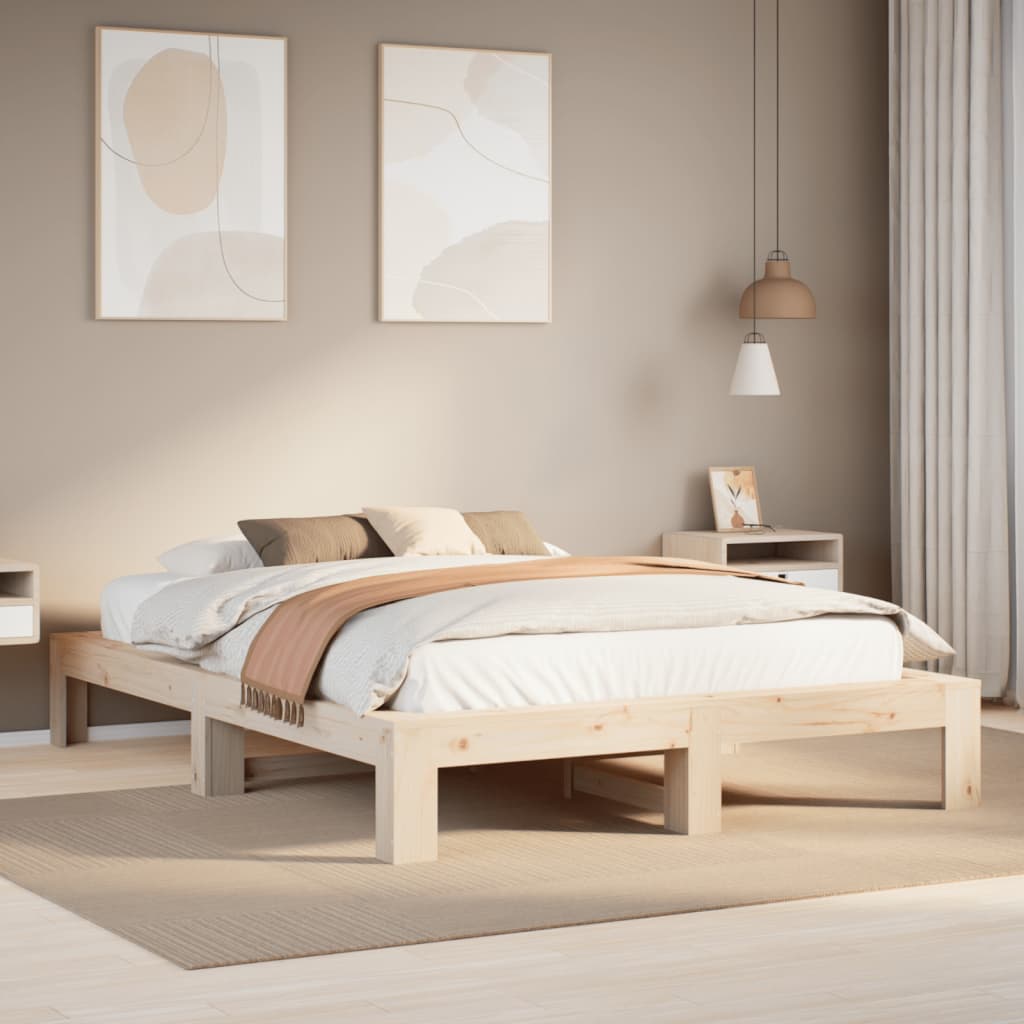 Cadre de lit sans matelas 160x200 cm bois massif de pin - XIOS