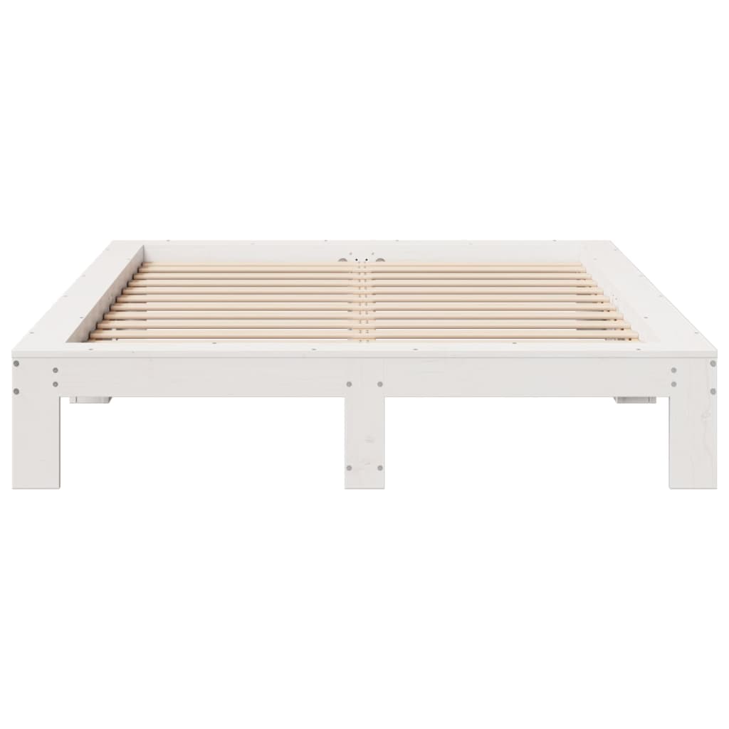 Cadre de lit sans matelas blanc 160x200 cm bois de pin massif - XIOS