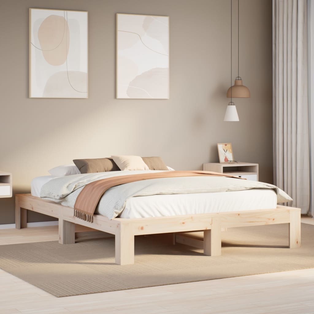 Cadre de lit sans matelas 150x200 cm bois de pin massif - XIOS