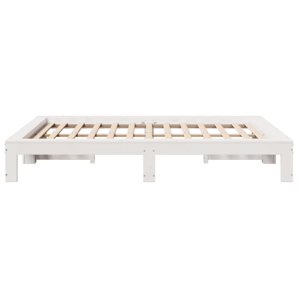 Cadre de lit sans matelas blanc 140x200 cm bois de pin massif - XIOS