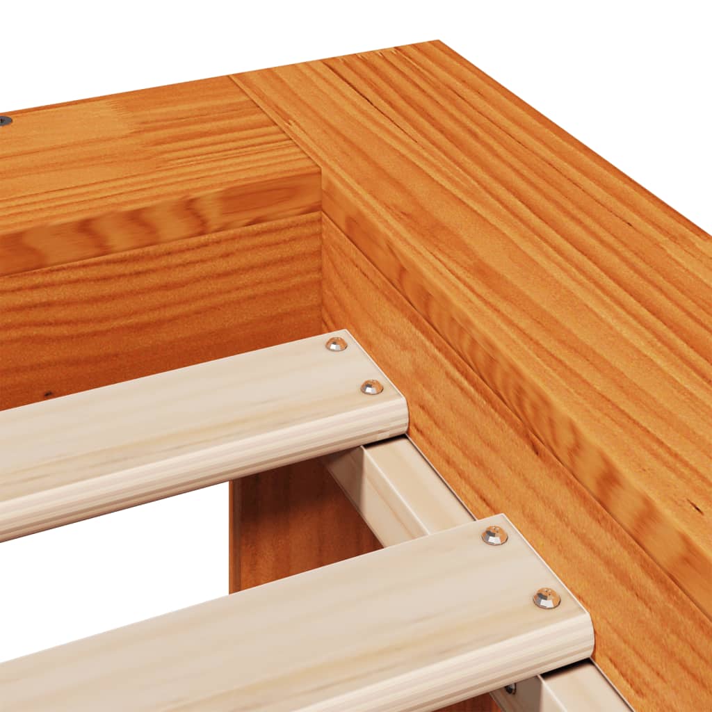 Cadre de lit sans matelas cire marron 140x200cm bois pin massif - XIOS