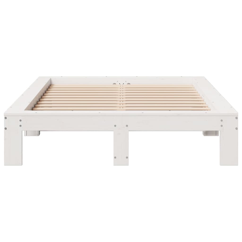 Cadre de lit sans matelas blanc 120x200 cm bois de pin massif - XIOS