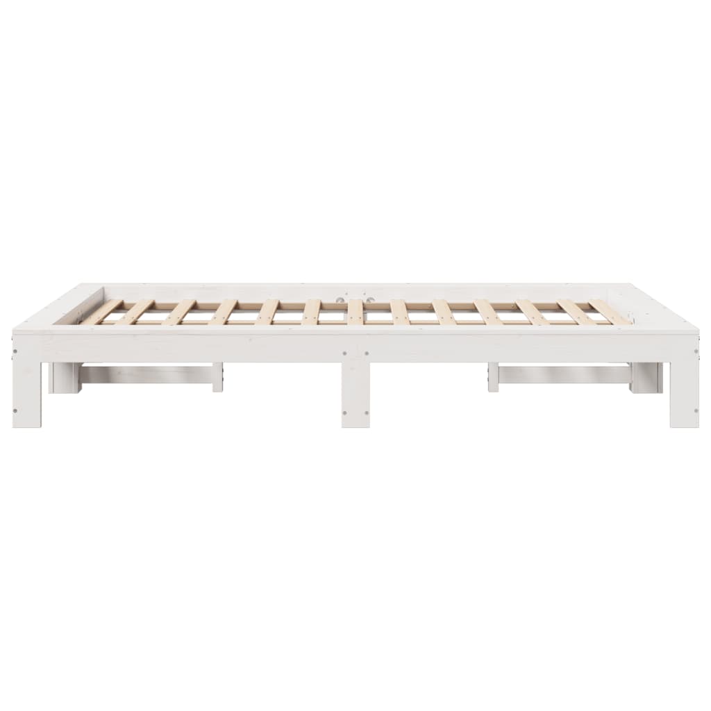 Cadre de lit sans matelas blanc 120x200 cm bois de pin massif - XIOS