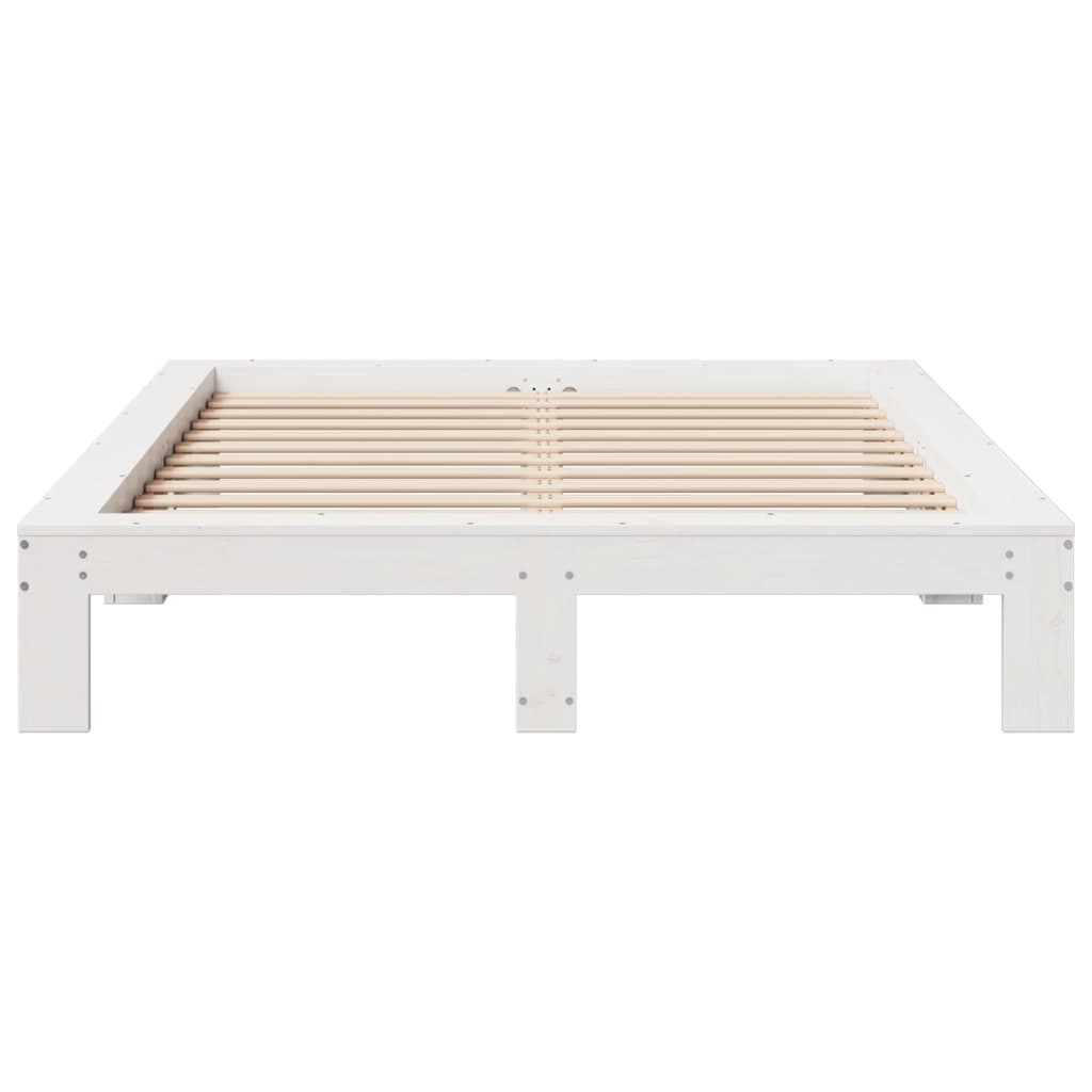 Cadre de lit sans matelas blanc 140x190 cm bois de pin massif - XIOS