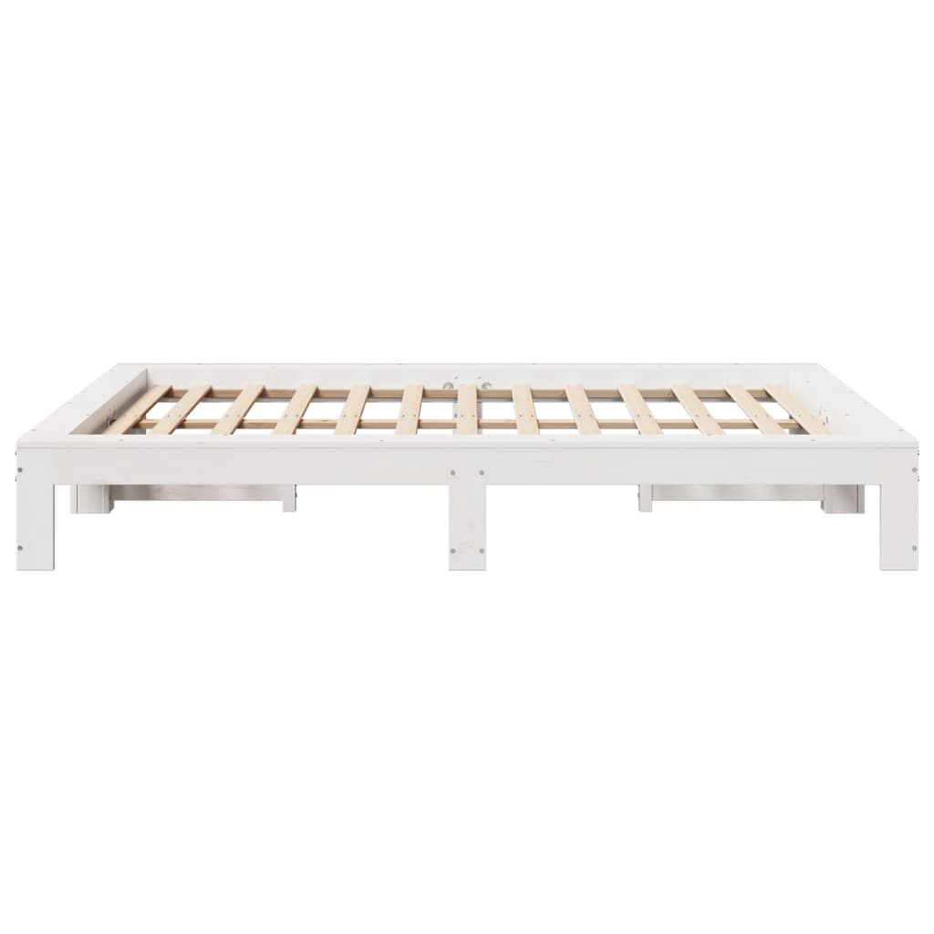 Cadre de lit sans matelas blanc 140x190 cm bois de pin massif - XIOS