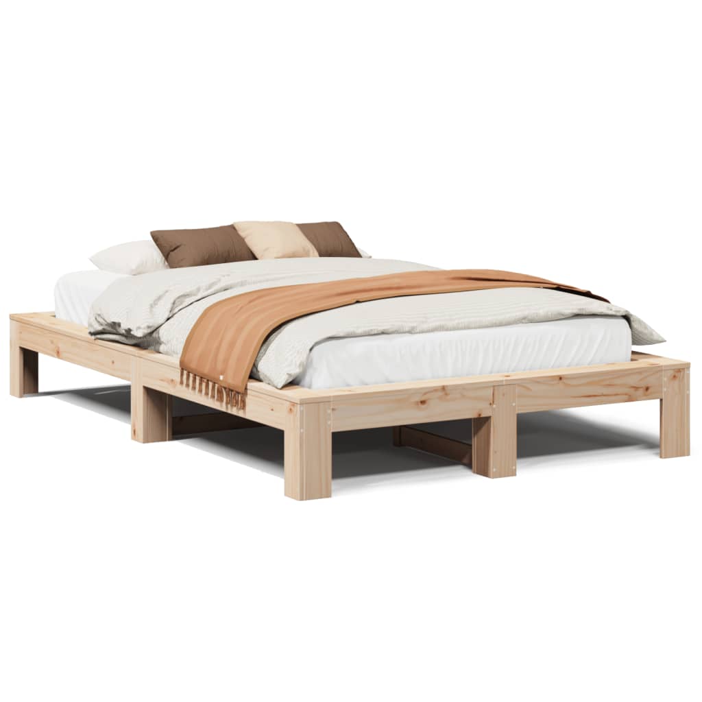 Cadre de lit sans matelas 135x190 cm bois de pin massif - XIOS