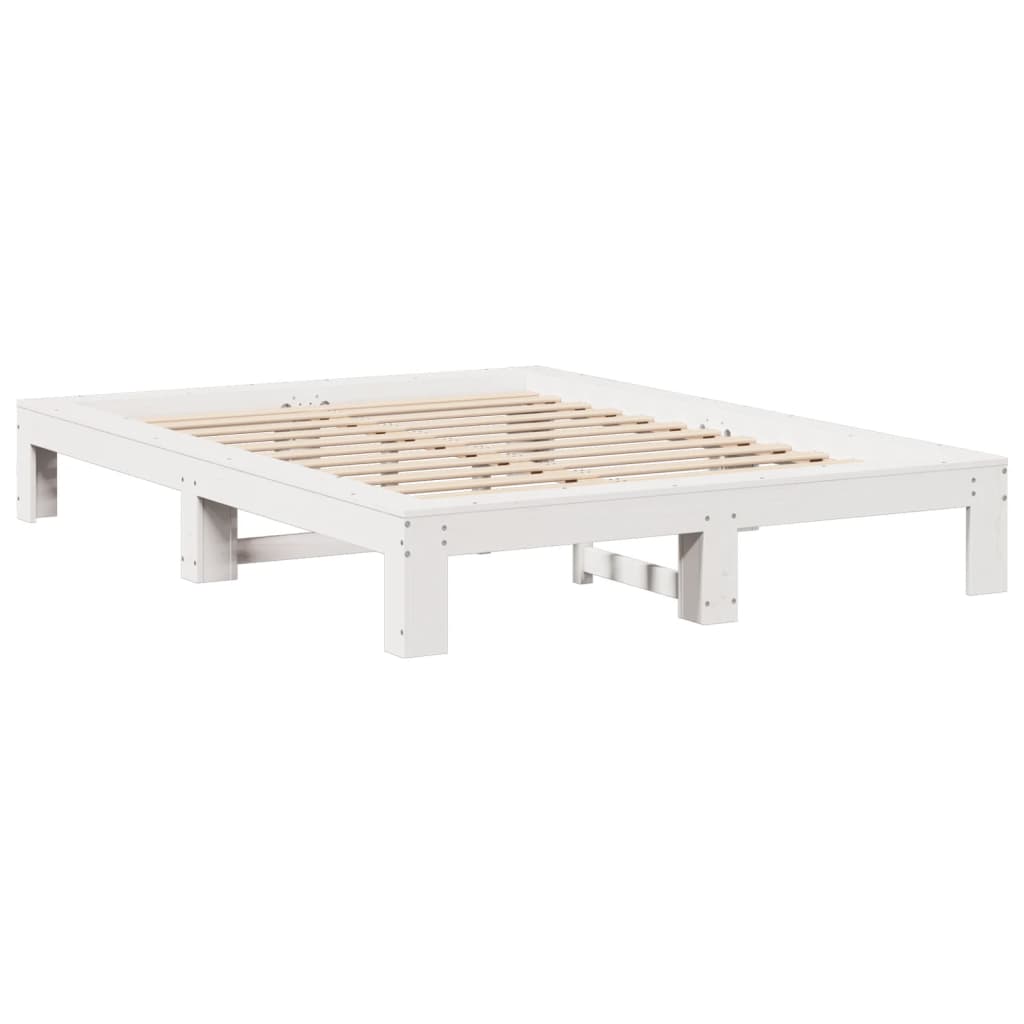 Cadre de lit sans matelas blanc 135x190 cm bois de pin massif - XIOS