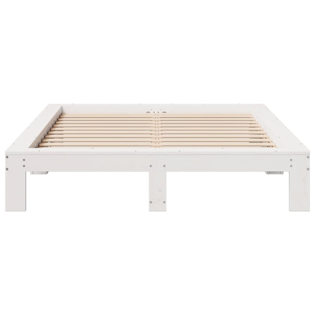 Cadre de lit sans matelas blanc 135x190 cm bois de pin massif - XIOS