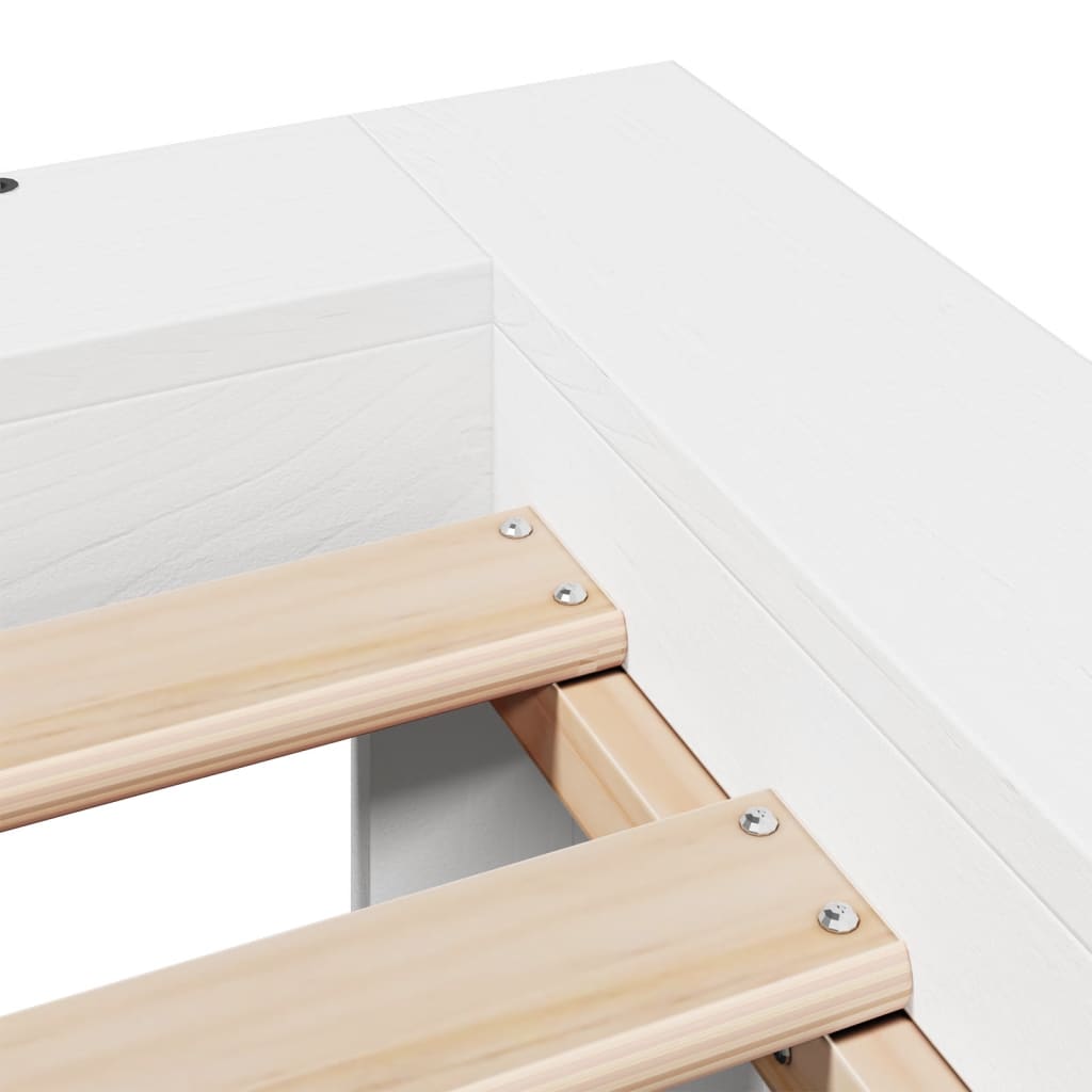 Cadre de lit sans matelas blanc 135x190 cm bois de pin massif - XIOS