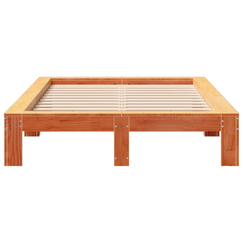 Cadre de lit sans matelas cire marron 120x190cm bois pin massif - XIOS
