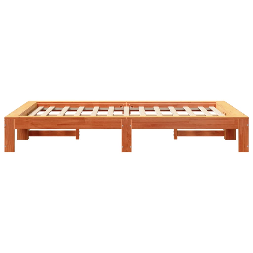 Cadre de lit sans matelas cire marron 120x190cm bois pin massif - XIOS