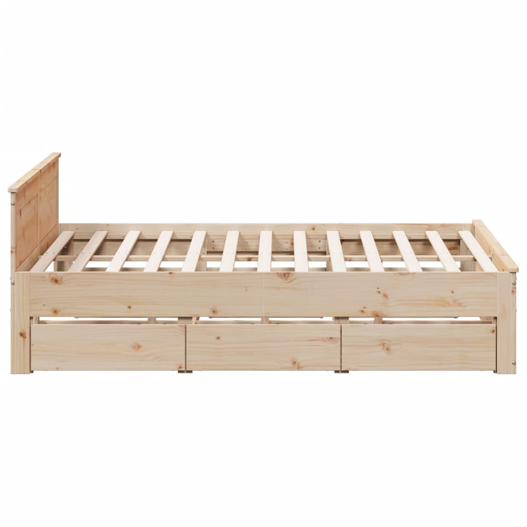 Cadre de lit sans matelas avec tête de lit 200x200 cm bois pin - XIOS
