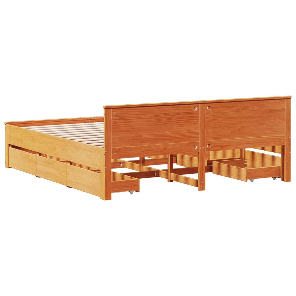 Cadre de lit sans matelas avec tête de lit 200x200 cm bois pin - XIOS