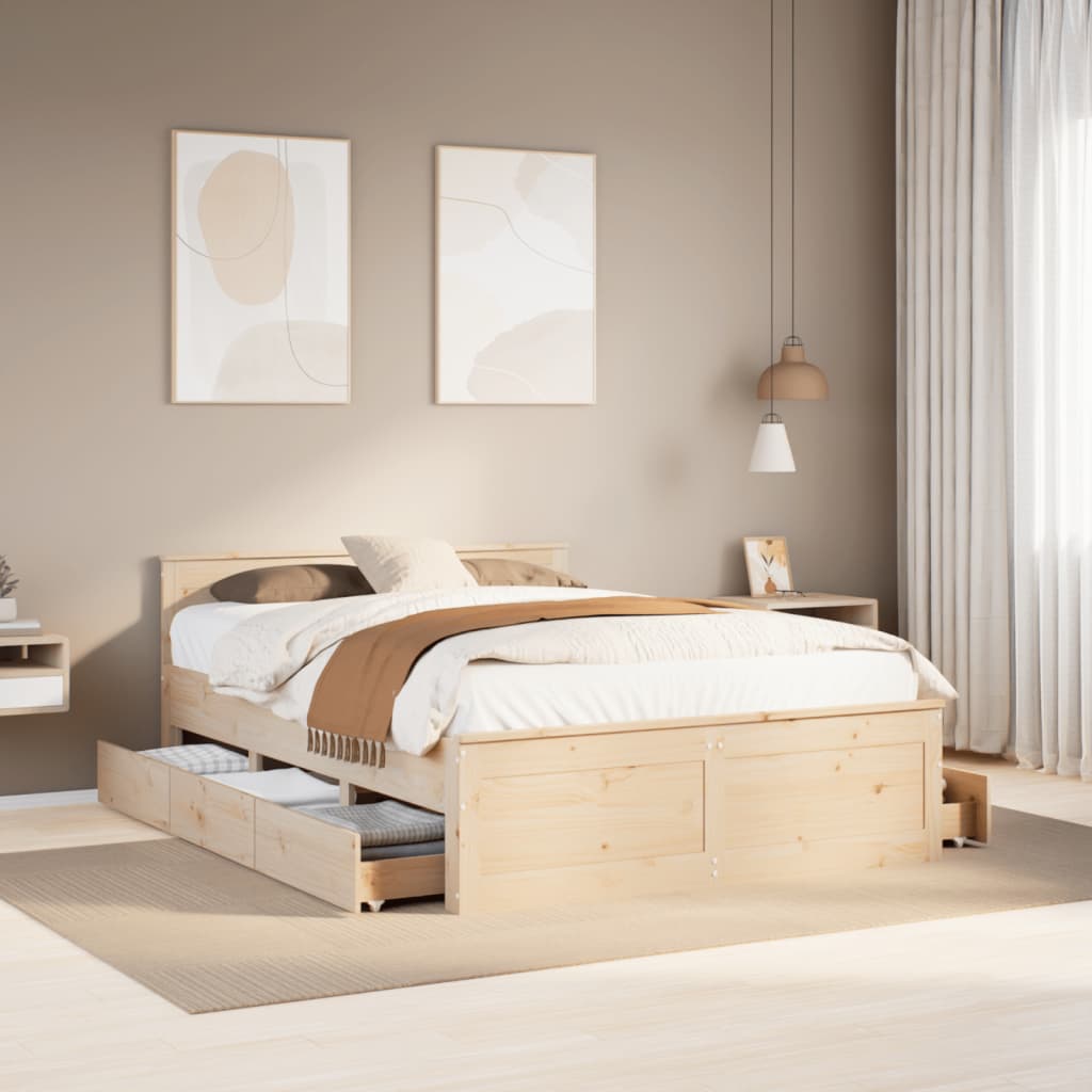 Cadre de lit sans matelas avec tête de lit blanc 150x200 cm pin - XIOS