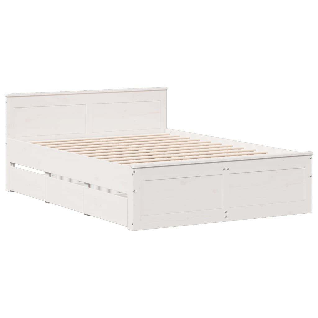 Cadre de lit sans matelas avec tête de lit blanc 150x200 cm pin - XIOS
