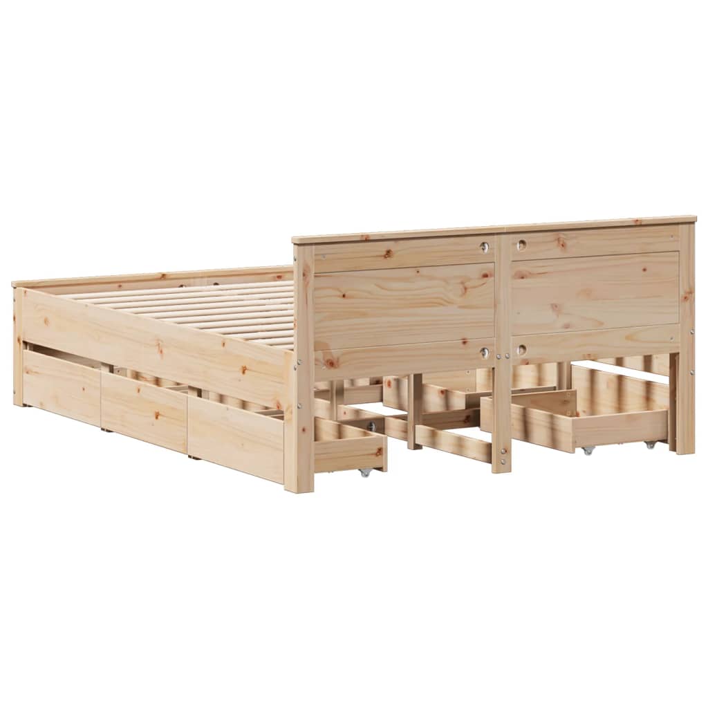 Cadre de lit sans matelas avec tête de lit 140x200 cm bois pin - XIOS