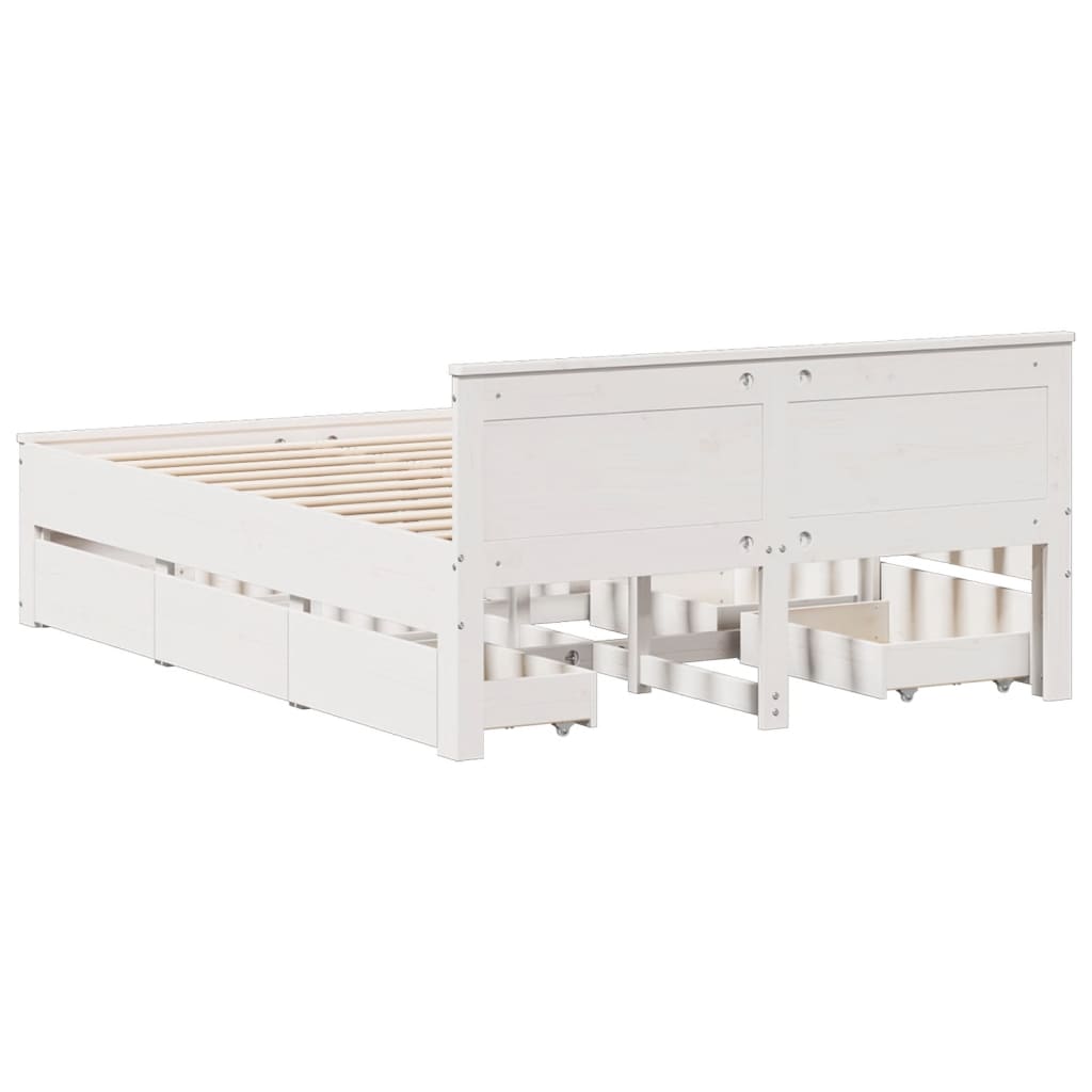 Cadre de lit sans matelas avec tête de lit blanc 140x200 cm pin - XIOS