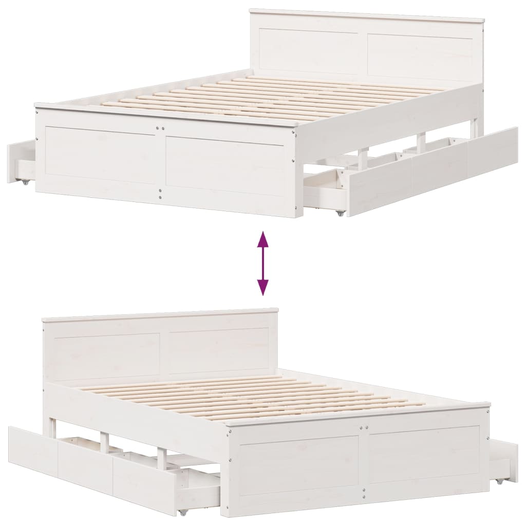 Cadre de lit sans matelas avec tête de lit blanc 140x200 cm pin - XIOS