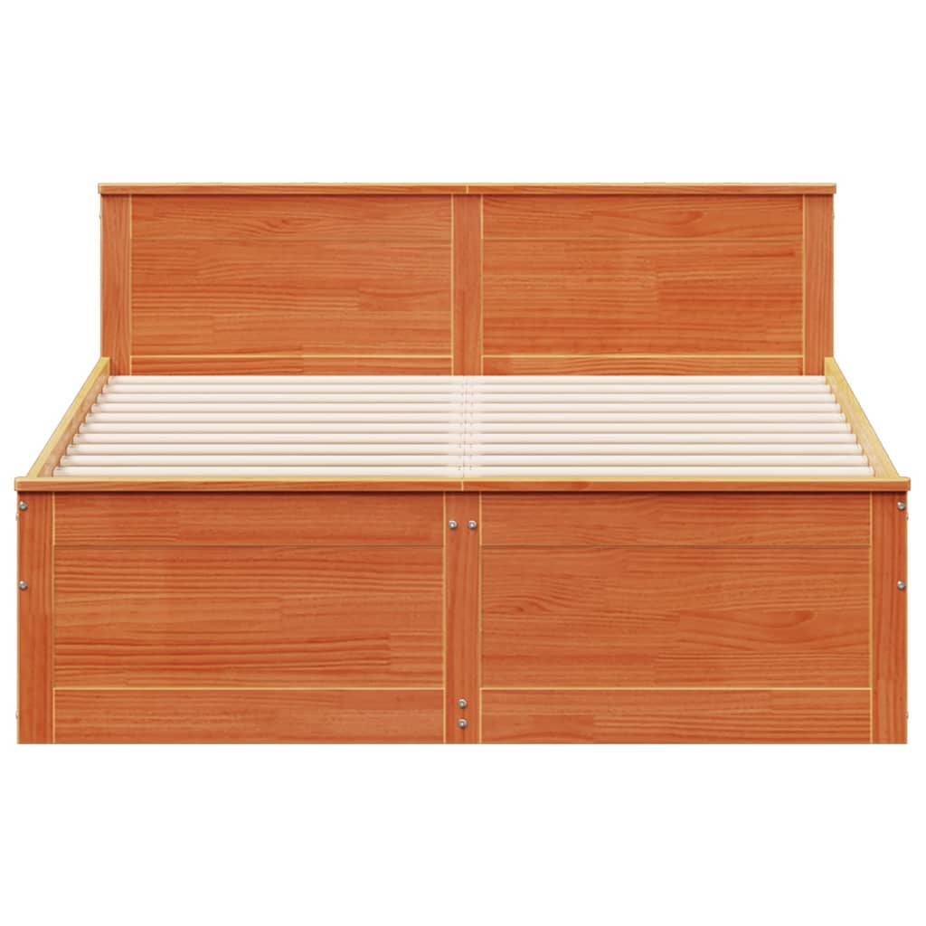 Cadre de lit sans matelas avec tête de lit brun cire 140x200 cm - XIOS