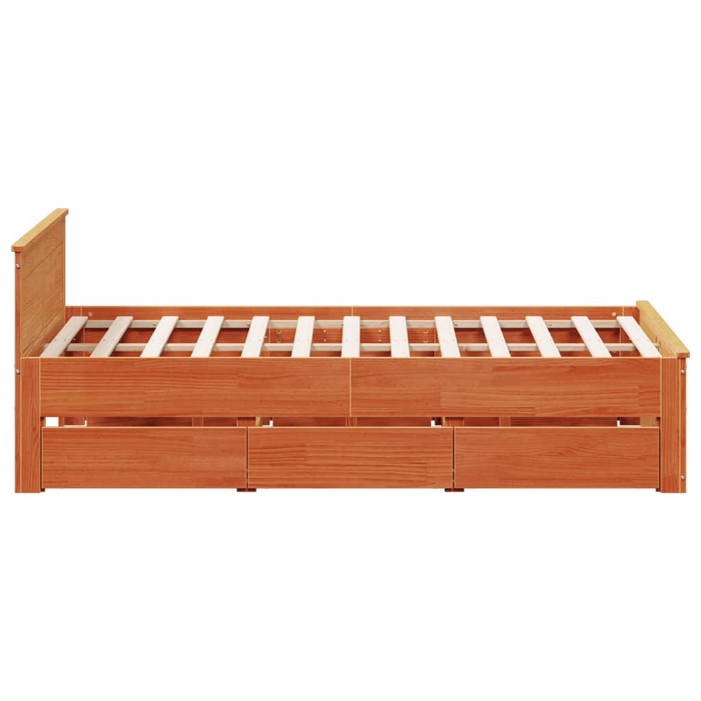 Cadre de lit sans matelas avec tête de lit brun cire 140x200 cm - XIOS