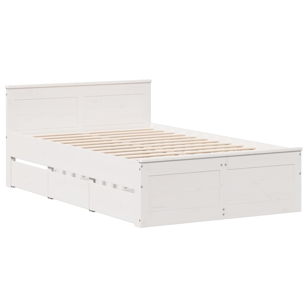 Cadre de lit sans matelas avec tête de lit blanc 120x200 cm pin - XIOS