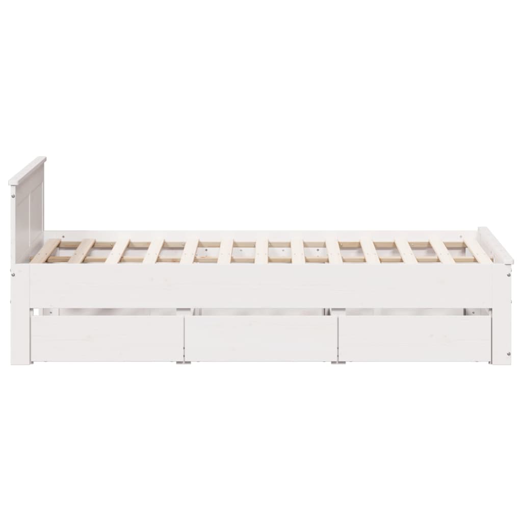 Cadre de lit sans matelas avec tête de lit blanc 120x200 cm pin - XIOS