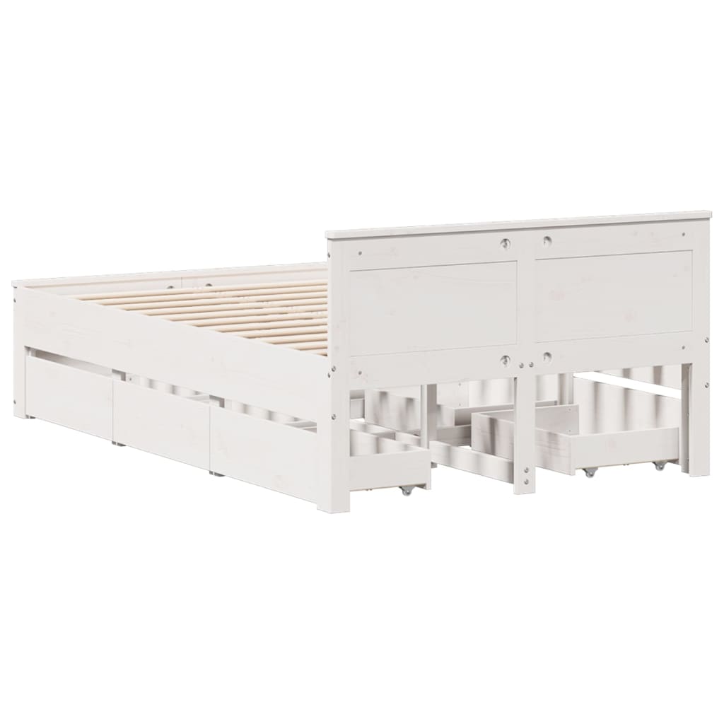 Cadre de lit sans matelas avec tête de lit blanc 120x200 cm pin - XIOS