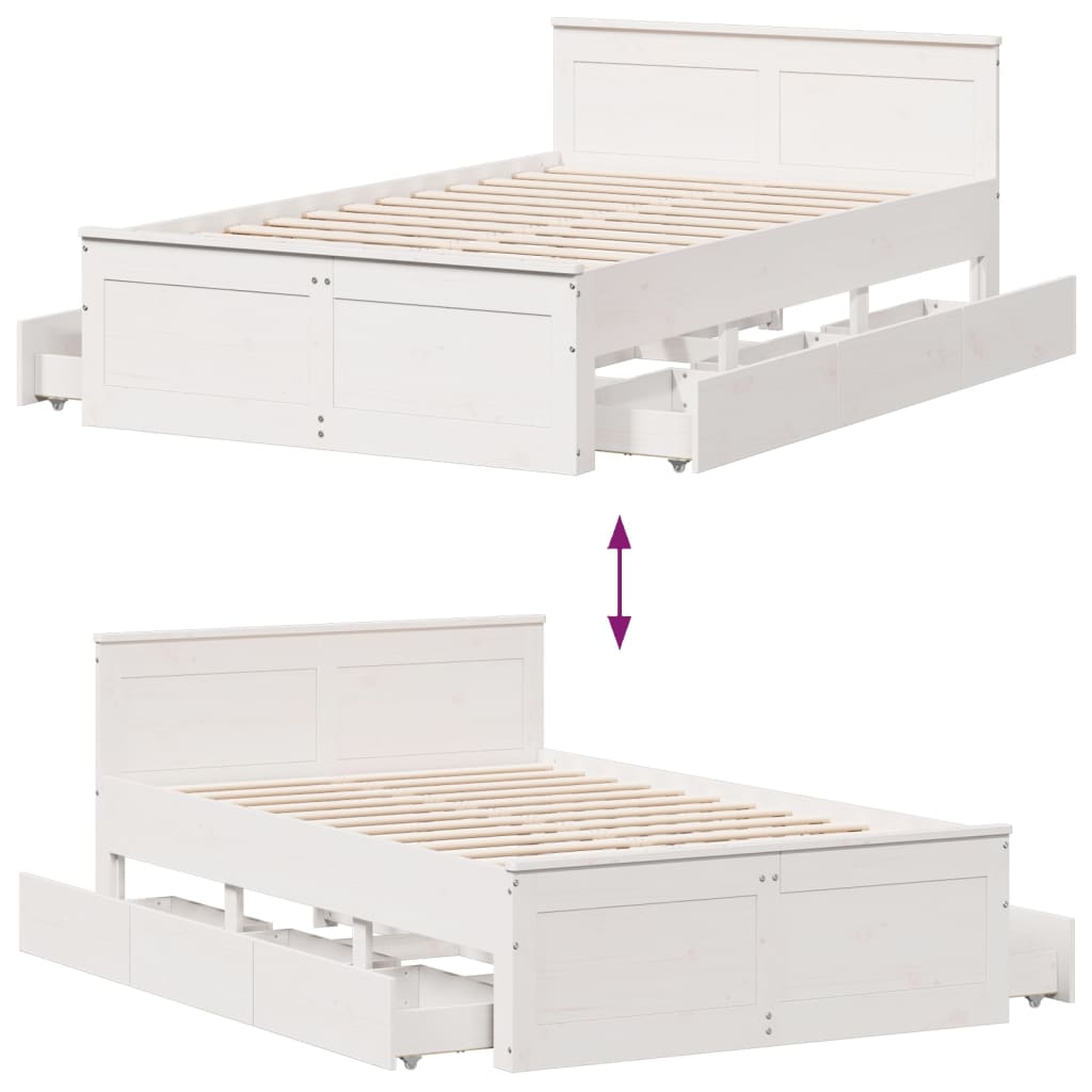Cadre de lit sans matelas avec tête de lit blanc 120x200 cm pin - XIOS