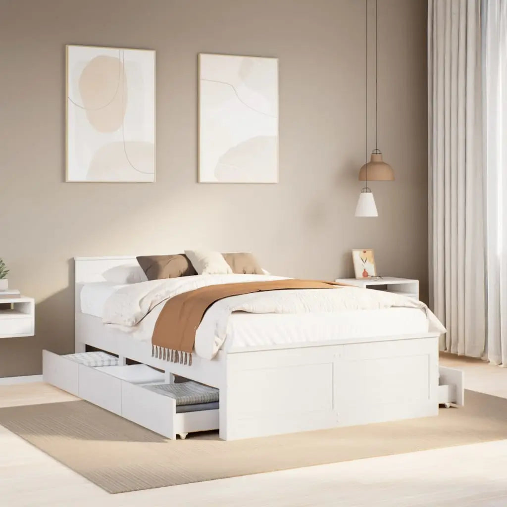 Cadre de lit sans matelas avec tête de lit blanc 120x200 cm pin - XIOS