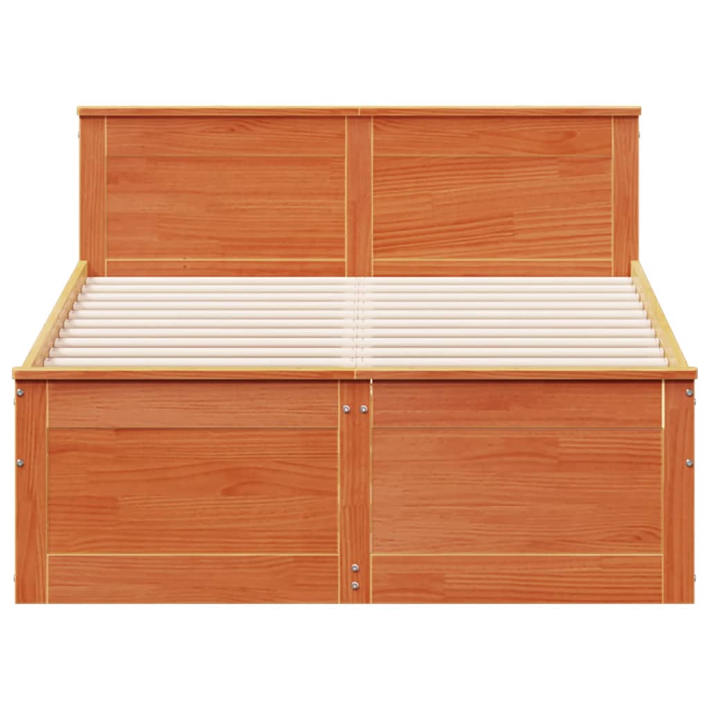 Cadre de lit sans matelas avec tête de lit brun cire 120x200 cm - XIOS