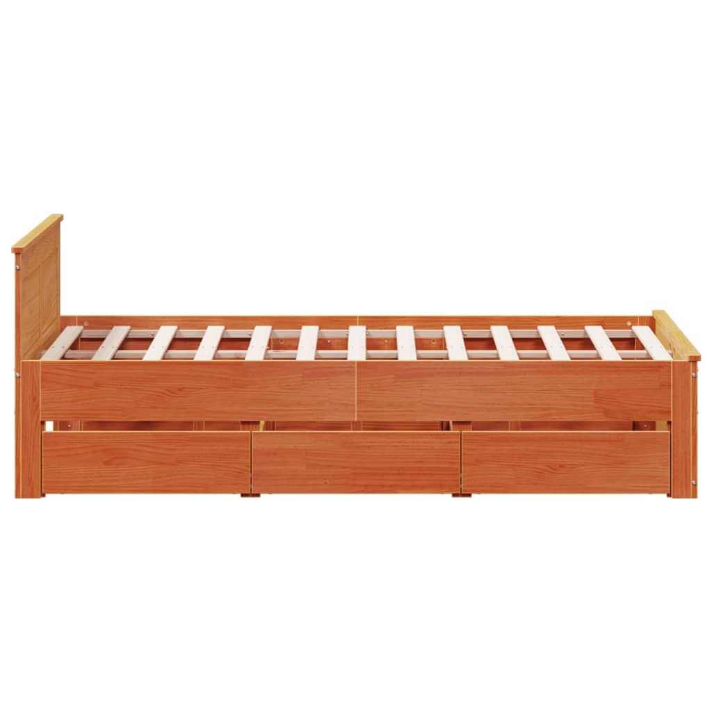 Cadre de lit sans matelas avec tête de lit brun cire 120x200 cm - XIOS