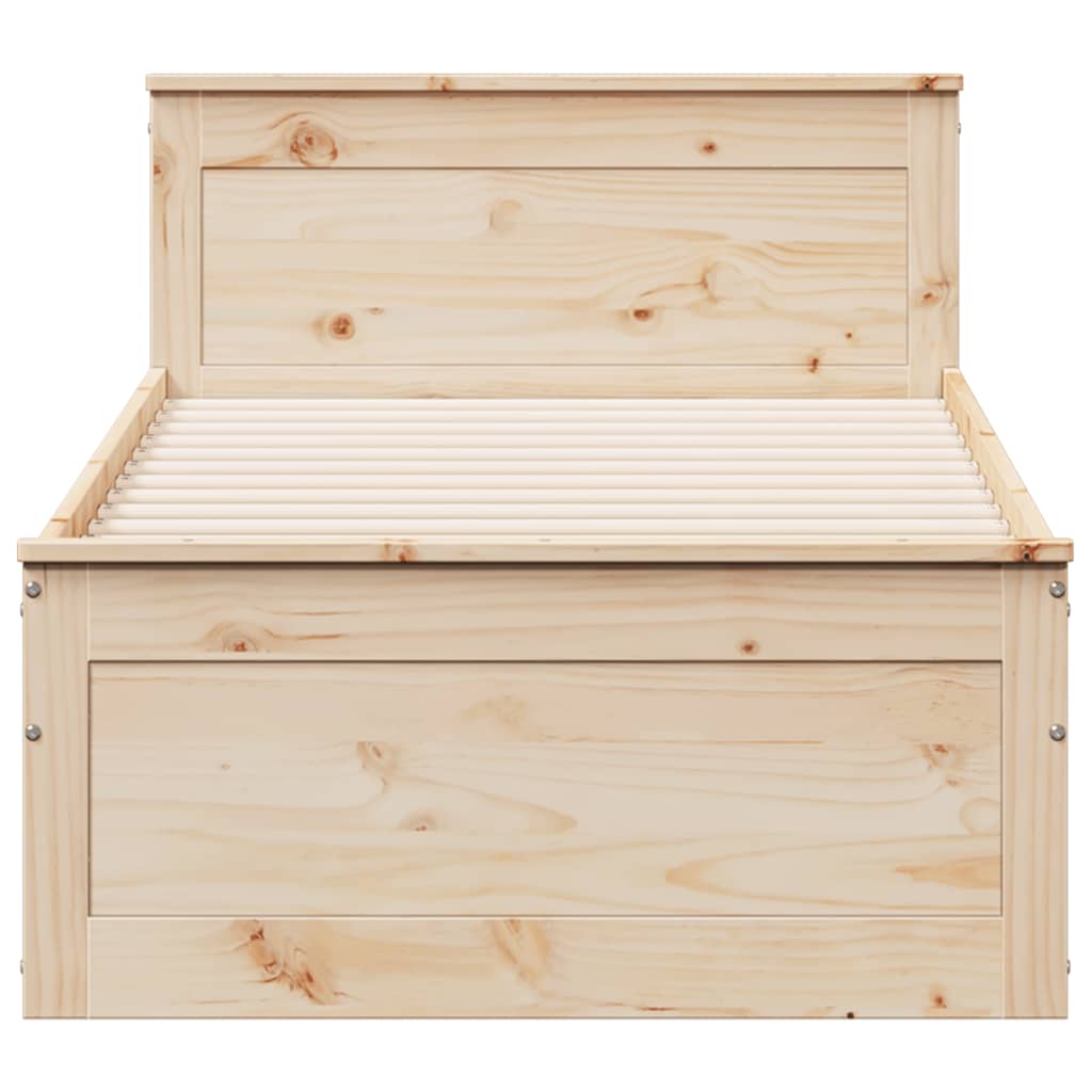 Cadre de lit sans matelas avec tête de lit 100x200 cm bois pin - XIOS