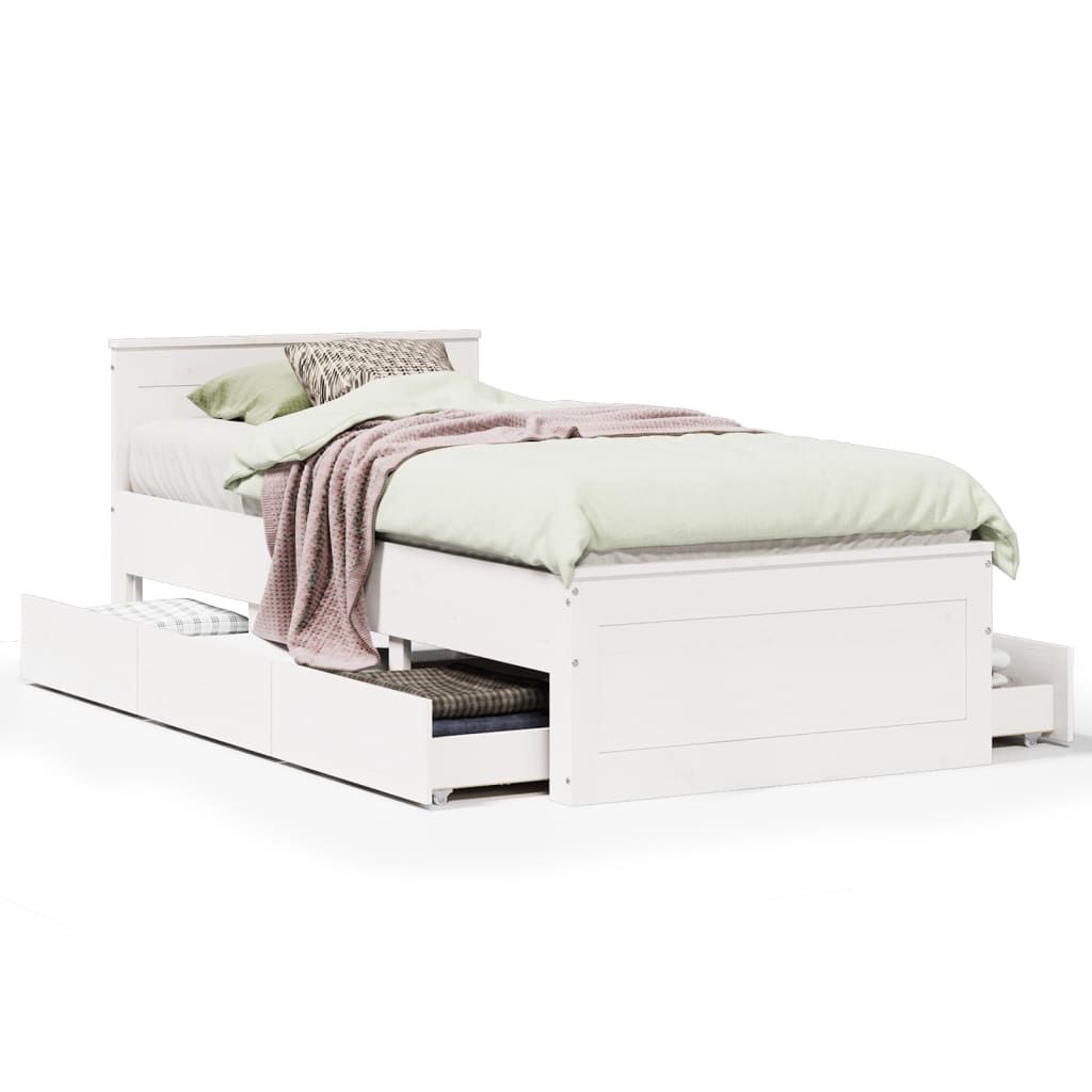 Cadre de lit sans matelas avec tête de lit 90x200cm bois de pin - XIOS