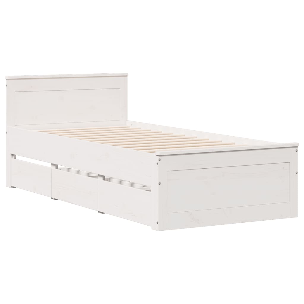 Cadre de lit sans matelas avec tête de lit 90x200cm bois de pin - XIOS