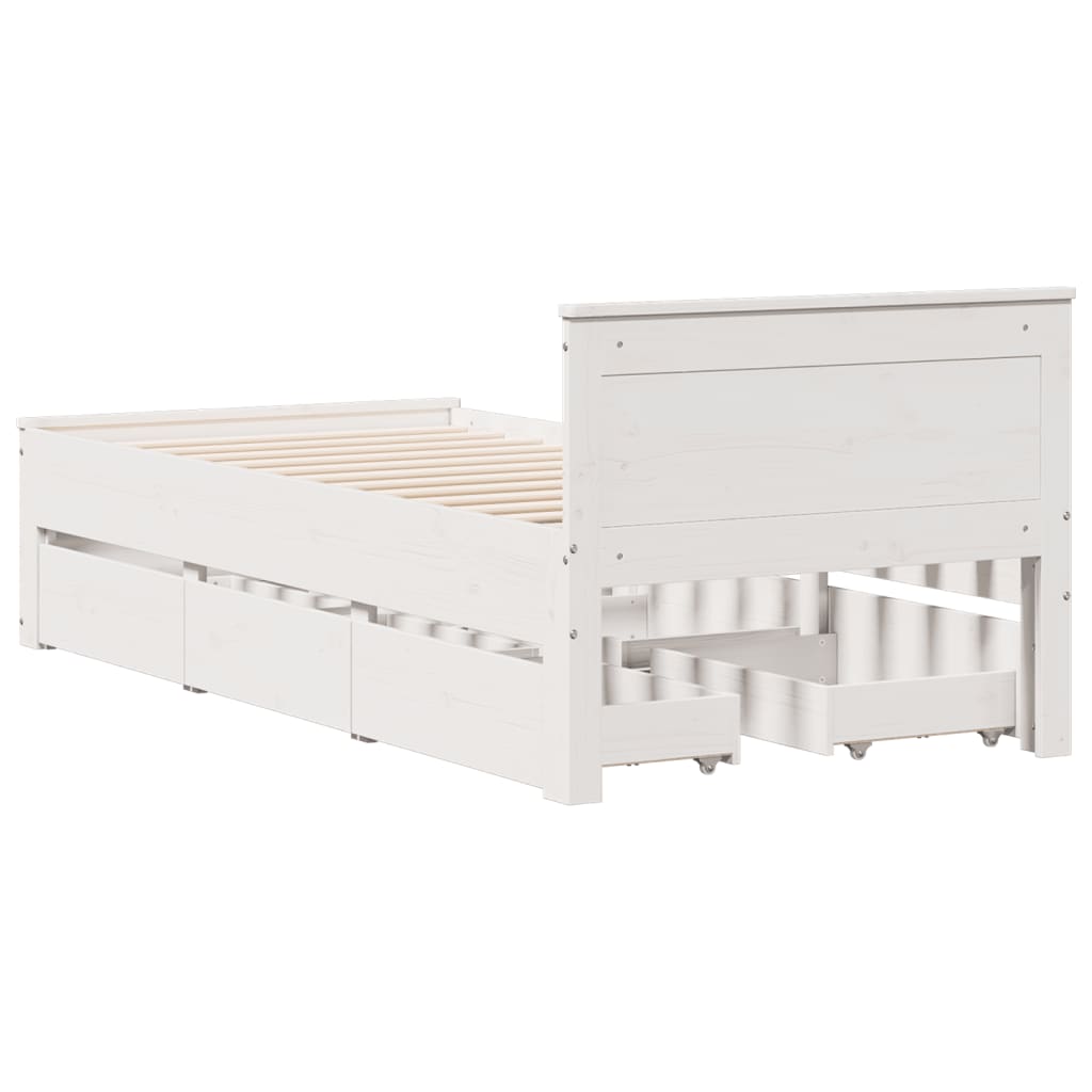 Cadre de lit sans matelas avec tête de lit 90x200cm bois de pin - XIOS