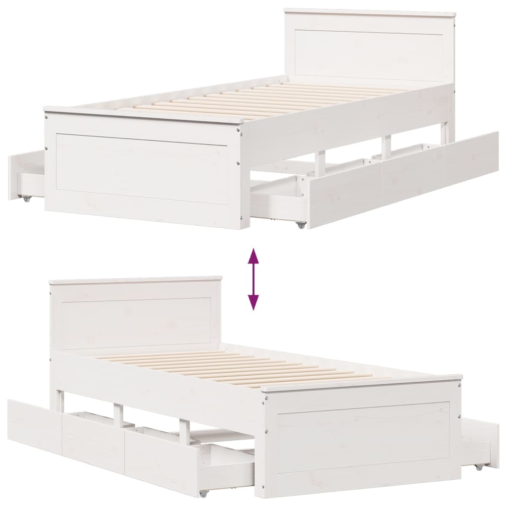 Cadre de lit sans matelas avec tête de lit 90x200cm bois de pin - XIOS