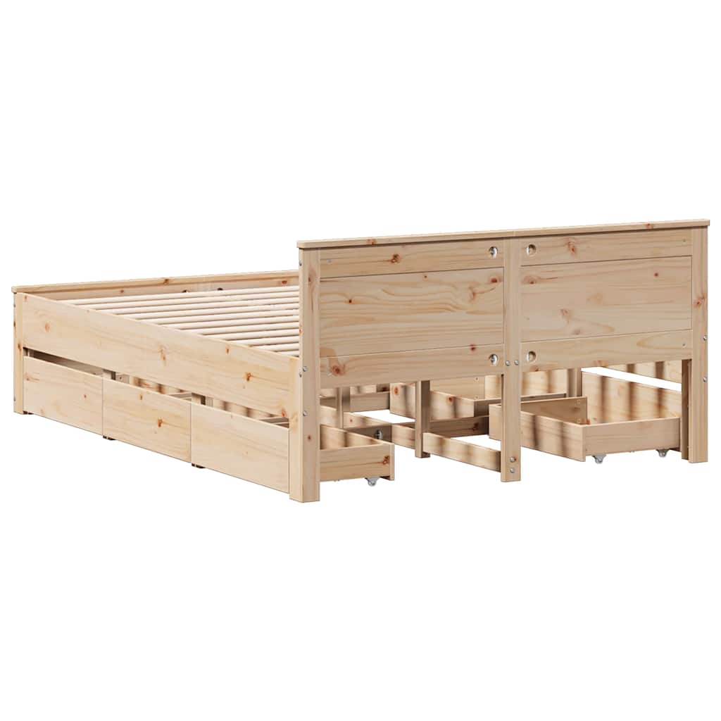 Cadre de lit sans matelas avec tête de lit 140x190cm pin massif - XIOS