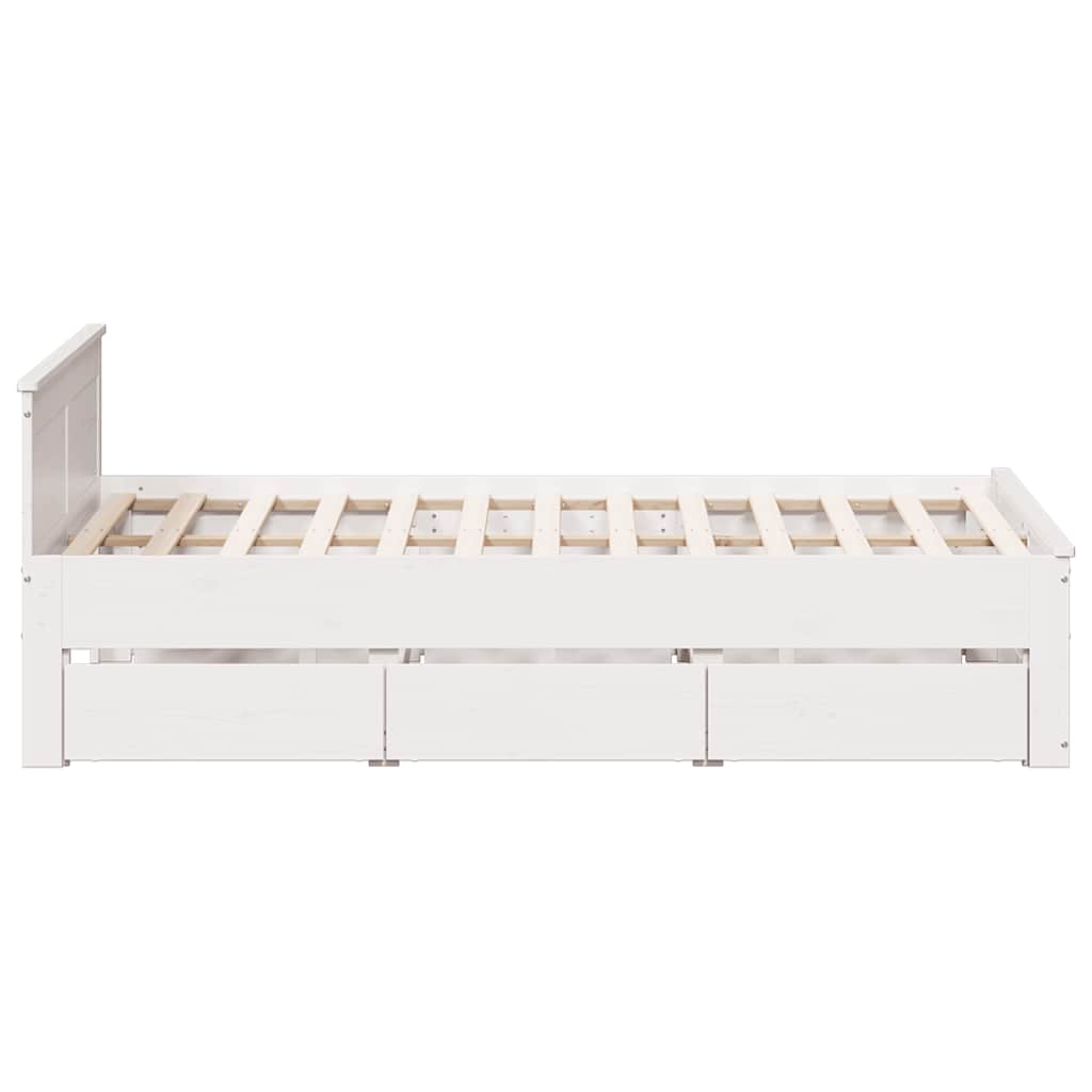 Cadre de lit sans matelas avec tête de lit blanc 140x190 cm pin - XIOS