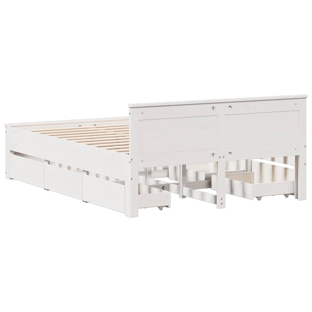 Cadre de lit sans matelas avec tête de lit blanc 140x190 cm pin - XIOS