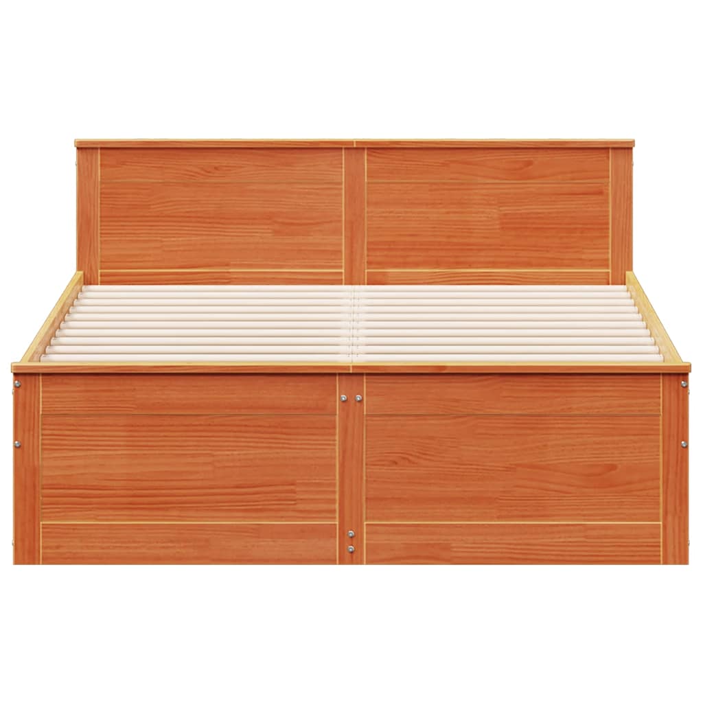 Cadre de lit sans matelas avec tête de lit brun cire 140x190 cm - XIOS