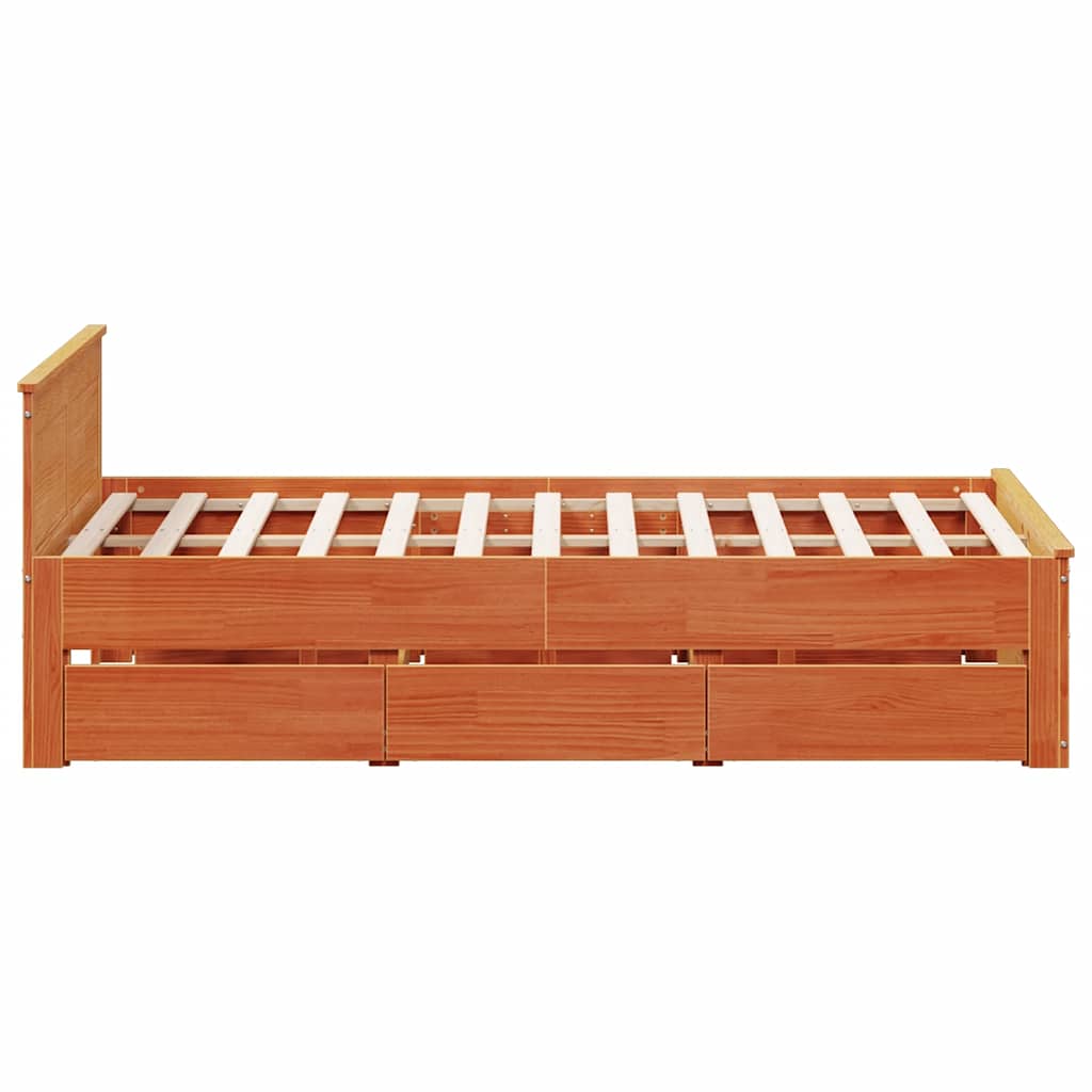 Cadre de lit sans matelas avec tête de lit brun cire 140x190 cm - XIOS
