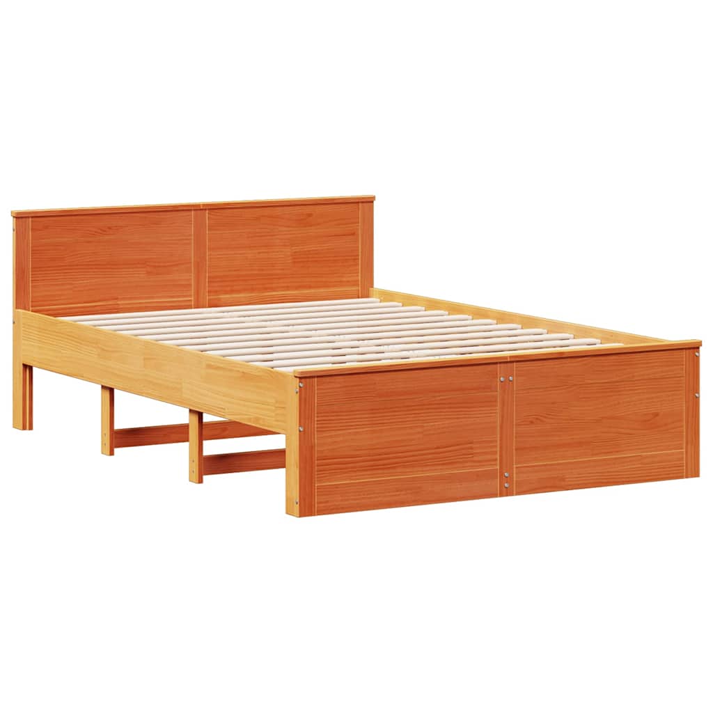 Cadre de lit sans matelas avec tête de lit brun cire 140x190 cm - XIOS