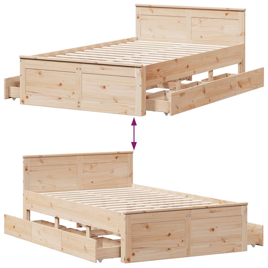 Cadre de lit sans matelas avec tête de lit 135x190 cm bois pin - XIOS