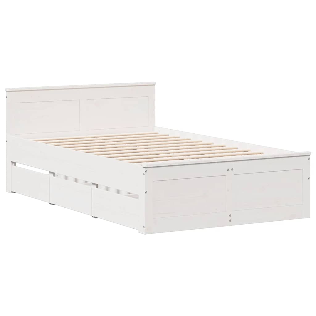 Cadre de lit sans matelas avec tête de lit blanc 135x190 cm pin - XIOS