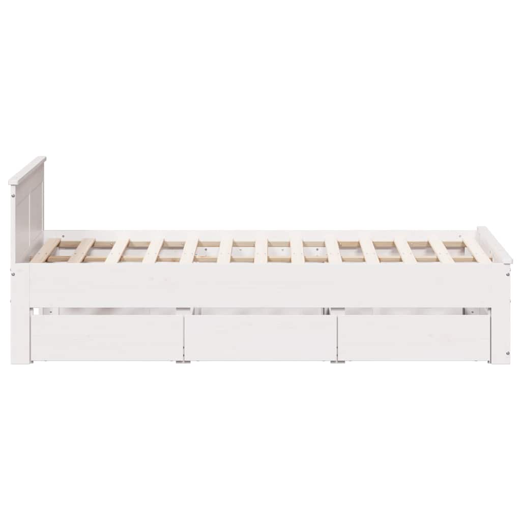Cadre de lit sans matelas avec tête de lit blanc 135x190 cm pin - XIOS